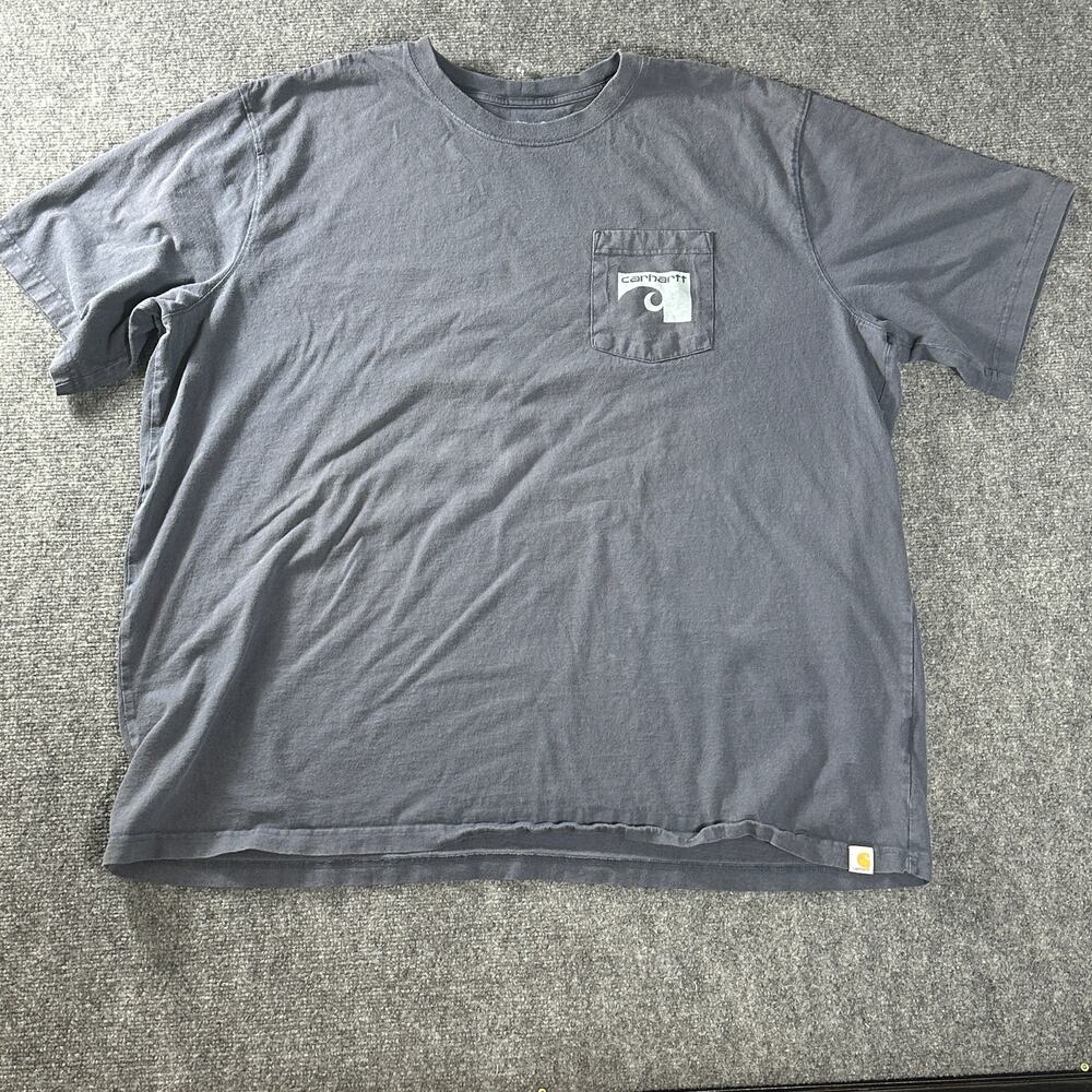 Carhartt Mens 4XL Relaxed Fit Pocket T Shirt Gray Graphic Logo Heavyweight Tee